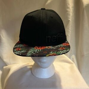 Neff black cap with floral
